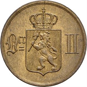 OSCAR II 1872-1905, KONGSBERG, 2 øre 1877