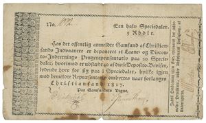 Samfund af innvaanere Christiansand, 1/2 speciedaler/5 rigsbankdaler 1817. No.1092. Flekker og små rifter/spots and minor tears