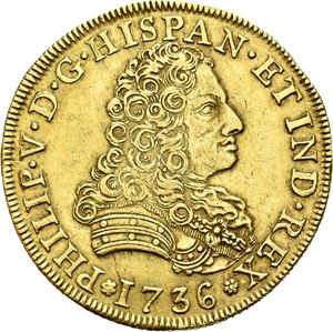 Philip V, 8 escudos 1736. Mexico City