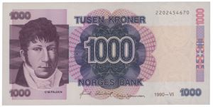 1000 kroner 1990. 2202454670.