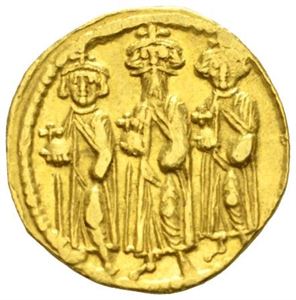 HERACLIUS 610-641, solidus, Constantinople (4,42 g). R: Kors på tre trinn