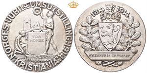 Jubileumsutstillingen i Kristiania 1914. Forsølvet bronse. 61 mm