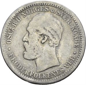 1 krone/30 skilling 1875. Ripe på revers/scratch on reverse