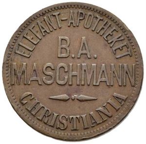 B. A. Maschmann, Elefantapoteket, Christiania. RR.