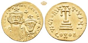 Constans II, with Constantine IV. AD 641-668. AV solidus (4,39 g).