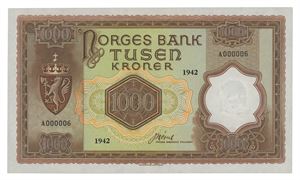 1000 kroner 1942. A000006. R.
