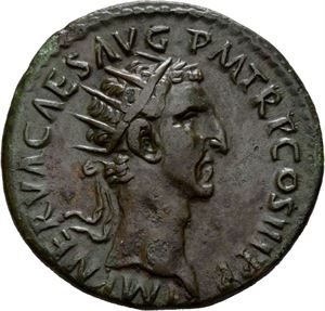 Nerva. AD 96-98. AE dupondius, Roma AD 97, (11,06 g). Radiate head of Nerva right / LIBERTAS PVBLICA, Libertas standing half-left, holding pileus and sceptre. Wonderful glossy green and brown patina. A few small spots of corrosion. Exceptional state of preservation.