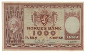 1000 kroner 1973. G.2007092. Erstatningsseddel