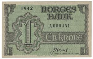 1 krone 1942. A000451.