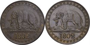 George III, lot 2 stk. 1/48 rixdollar 1802