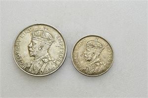 Lot 2 stk. George V, 1- og 1/2 rupee 1934