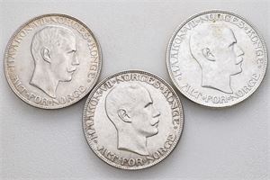 Lot 3 stk. 2 kroner 1914,1915,1917