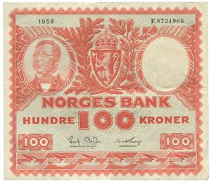 100 kroner 1958. F8721906