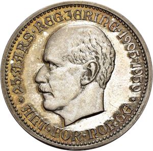 Haakon VII, 25 års regjering 1930. Rui. Sølv. 35 mm