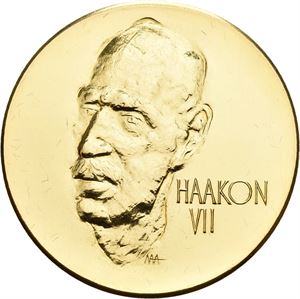 Haakon VII 100 år 1972. Aas. Gull 55 g. 900/1000. 40 mm