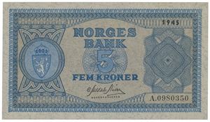 5 kroner 1945. A.0980350.