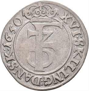 Norge, Frederik III, 1 mark 1650. Riper