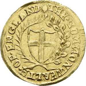 Commonwealth, dobbelcrown (10 shilling) 1650. Filing i randen/filing on the edge