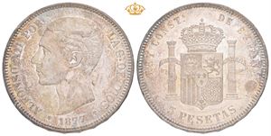 Alfonso XII, 5 pesetas 1877 (77). Madrid