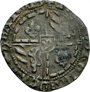 Philip den gode 1430-1467, dobbel mite du Brabant 1466-1467, Leuven. Innkrift 12 med blekk/inscribed 12 with ink