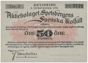 50 øre ND (1920/23). Blankett/remainder.