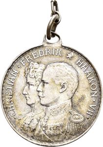 1914. Christian Frederik og Haakon VII. Sølv.