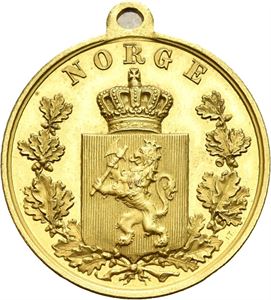 2. nordiske filatelistmøte Kristiania 1895. Forgylt bronse med hempe. 27 mm