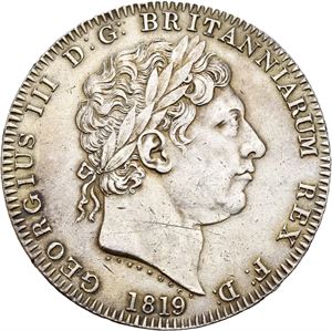 George III, crown 1819 LX. Ripe på advers/scratch on obverse