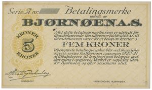 5 kroner 1920/21. Blankett/remainder. Minimal flekk/tiny stain