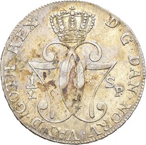 CHRISTIAN VII 1766-1808, KONGSBERG. 1/2 speciedaler 1777. S.6
