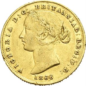 Victoria, sovereign 1866. Små kantskader/minor edge nicks