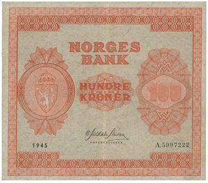 100 kroner 1945. A.5997222.