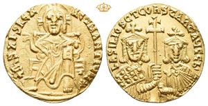 Basil I the Macedonian, with Constantine. AD 867-886. AV solidus (4,34 g).
