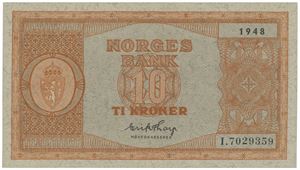10 kroner 1948. I.7029359.