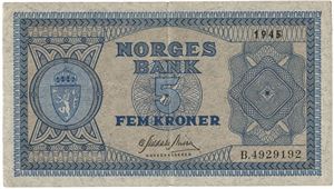 5 kroner 1945. B4929192