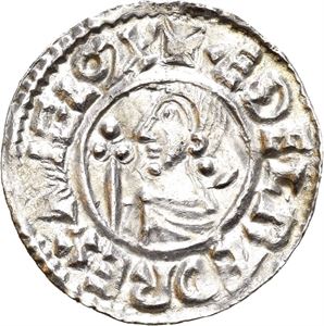Aethelred II 978-1016, penny crux type, Exeter, myntmester Aelfstan (1,68 g). Svakt  buklet/slightly creased