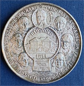 Grunnlovens 100 års jubileum 1814-1914. Forsølvet bronse. 61 mm