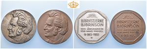 Norway. Bjørnstjerne Bjørnson 100 år 1932. Rui. Sølv og bronse (2 stk.) 40 mm