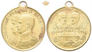 1914. Christian Frederik og Haakon VII. Forgylt bronse