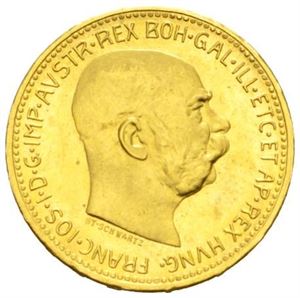 Franz Josef, 20 coronas 1915. Nypreg/restrike