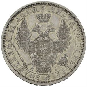 Nikolai I, rubel 1854. St.Petersburg. Kantskade/edge nick