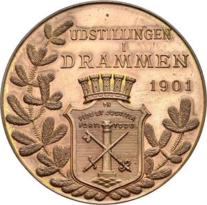 Drammensutstillingens prismedalje 1901. Lund/Rui. Forgylt bronse