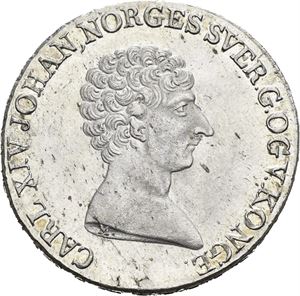 CARL XIV JOHAN 1818-1844, KONGSBERG. 1/2 speciedaler 1821