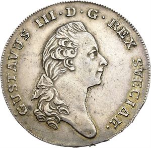 GUSTAV III 1771-1792, Riksdaler 1776. Liten blankettfeil/minor planchet defect
