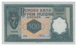 500 kroner 1942. A000006. R.