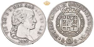Sardinia, Vittorio Emanuele I, 5 lire 1820