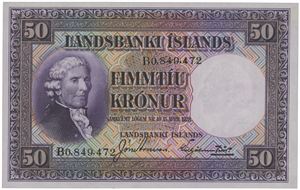 50 krónur ND (1936). No. B0849472.