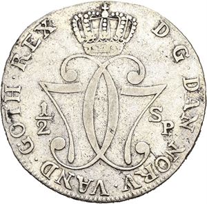 CHRISTIAN VII 1766-1808, KONGSBERG. 1/2 speciedaler 1776. S.6
