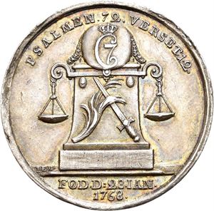 Christian VII, Kronprinsens bryllup 1790. Bauert. Sølv. 31 mm