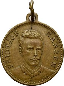 Fridtjof Nansen. Nordpol eksepedisjonen 1893-1896. Lauer. Bronse med hempe. 22 mm